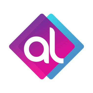 Renkli geometrik şekilli AL harfi logosu, yaratıcı endüstri, web, iş ve şirket için harf kombinasyonu tasarımı.