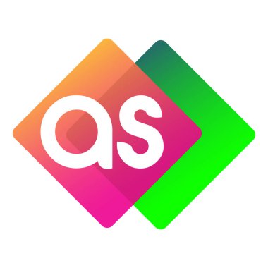 Renkli geometrik şekilli AS harfi logosu, yaratıcı endüstri, web, iş ve şirket için harf kombinasyonu tasarımı.