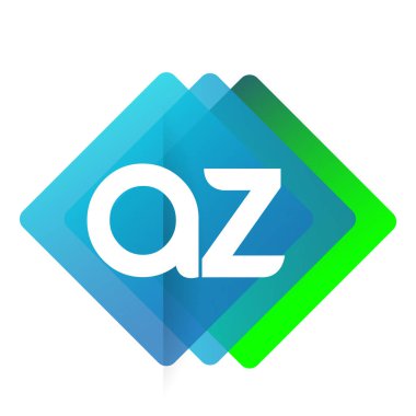 Renkli geometrik şekilli harf AZ logosu, yaratıcı endüstri, web, iş ve şirket için harf kombinasyonu tasarımı.