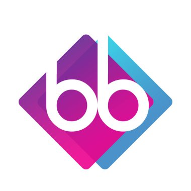 Renkli geometrik şekilli BB logosu, yaratıcı endüstri, web, iş ve şirket için harf kombinasyonlu logo tasarımı.
