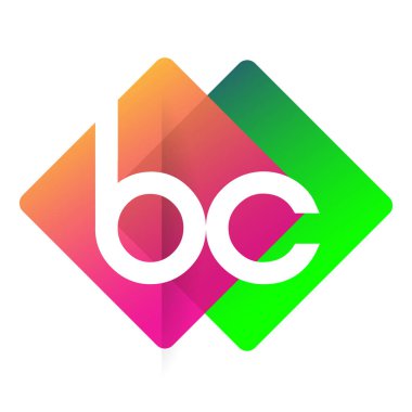 Renkli geometrik şekilli BC harfi logosu, yaratıcı endüstri, web, iş ve şirket için harf kombinasyonu tasarımı.
