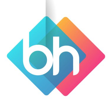 Renkli geometrik şekilli BH harfi logosu, yaratıcı endüstri, web, iş ve şirket için harf kombinasyonu tasarımı.