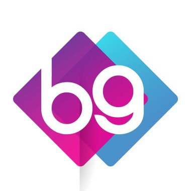 Renkli geometrik şekilli BG logosu, yaratıcı endüstri, web, iş ve şirket için harf kombinasyonu tasarımı.