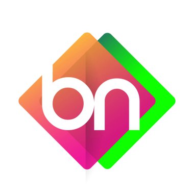 Renkli geometrik şekilli harf BN logosu, yaratıcı endüstri, web, iş ve şirket için harf kombinasyonu tasarımı.