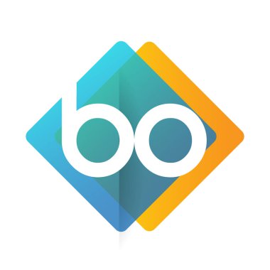 Renkli geometrik şekilli BO logosu, yaratıcı endüstri, web, iş ve şirket için harf kombinasyonu tasarımı.