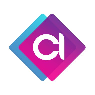 Renkli geometrik şekilli CI harfi logosu, yaratıcı endüstri, web, iş ve şirket için harf kombinasyonu tasarımı.