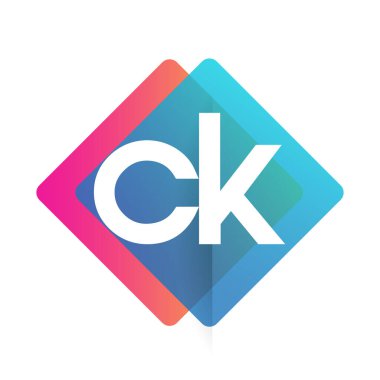 Renkli geometrik şekilli CK harfi logosu, yaratıcı endüstri, web, iş ve şirket için harf kombinasyonu tasarımı.