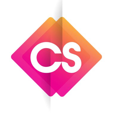 Renkli geometrik şekilli harf CS logosu, yaratıcı endüstri, web, iş ve şirket için harf kombinasyonu tasarımı.