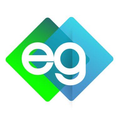Renkli geometrik şekilli EG logosu, yaratıcı endüstri, web, iş ve şirket için harf kombinasyonlu logo tasarımı.