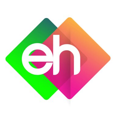 Renkli geometrik şekilli EH logosu, yaratıcı endüstri, web, iş ve şirket için harf kombinasyonlu logo tasarımı.