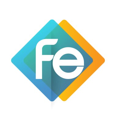 Renkli geometrik şekilli FE harfi logosu, yaratıcı endüstri, web, iş ve şirket için harf kombinasyonu tasarımı.