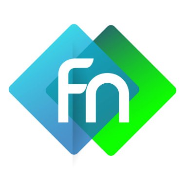 Renkli geometrik şekilli FN logosu, yaratıcı endüstri, web, iş ve şirket için harf kombinasyonlu logo tasarımı.