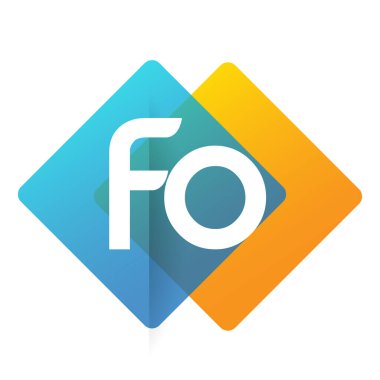 Renkli geometrik şekilli harf FO logosu, yaratıcı endüstri, web, iş ve şirket için harf kombinasyonu tasarımı.