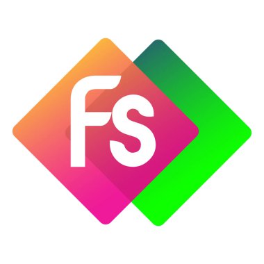 Renkli geometrik şekilli FS logosu, yaratıcı endüstri, web, iş ve şirket için harf kombinasyonlu logo tasarımı.