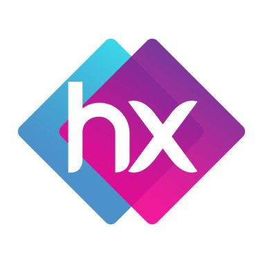 Renkli geometrik şekilli HX harfi logosu, yaratıcı endüstri, web, iş ve şirket için harf kombinasyonu tasarımı.