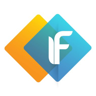 Renkli geometrik şekilli IF harfi logosu, yaratıcı endüstri, web, iş ve şirket için harf kombinasyonu tasarımı.