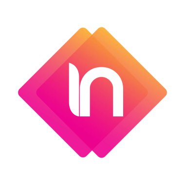 Renkli geometrik şekilli harf IN logosu, yaratıcı endüstri, web, iş ve şirket için harf kombinasyonu tasarımı.