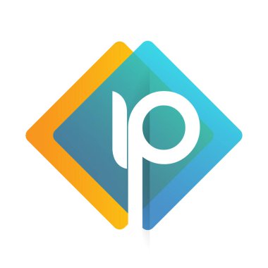Renkli geometrik şekilli IP logosu, yaratıcı endüstri, web, iş ve şirket için harf kombinasyonlu logo tasarımı.