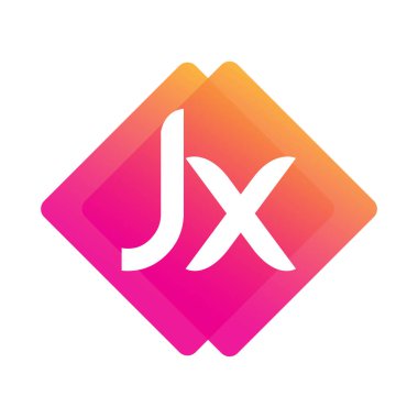 Renkli geometrik şekilli harf JX logosu, yaratıcı endüstri, web, iş ve şirket için harf kombinasyonu tasarımı.