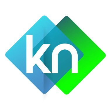 Renkli geometrik şekilli KN logosu, yaratıcı endüstri, web, iş ve şirket için harf kombinasyonlu logo tasarımı.