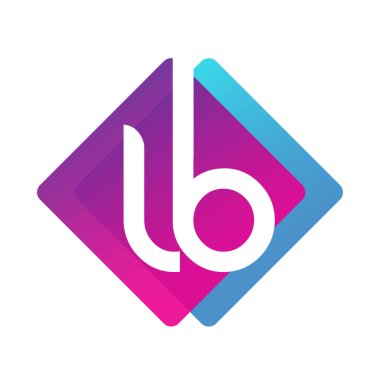 Renkli geometrik şekilli LB logosu, yaratıcı endüstri, web, iş ve şirket için harf kombinasyonlu logo tasarımı.