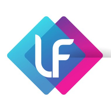 Renkli geometrik şekilli LF logosu, yaratıcı endüstri, web, iş ve şirket için harf kombinasyonlu logo tasarımı.