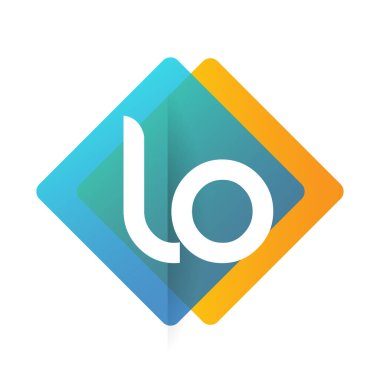 Renkli geometrik şekilli LO logosu, yaratıcı endüstri, web, iş ve şirket için harf kombinasyonu tasarımı.