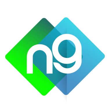 Renkli geometrik şekilli NG logosu, yaratıcı endüstri, web, iş ve şirket için harf kombinasyonu tasarımı.