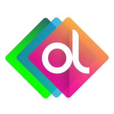 Renkli geometrik şekilli OL logosu, yaratıcı endüstri, web, iş ve şirket için harf kombinasyonu tasarımı.