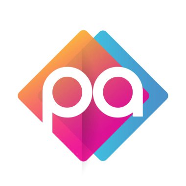 Renkli geometrik şekilli PA logosu, yaratıcı endüstri, web, iş ve şirket için harf kombinasyonlu logo tasarımı.