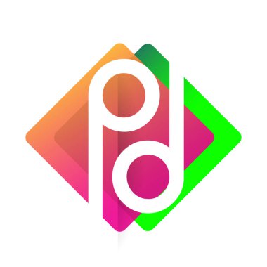 Renkli geometrik şekilli Letter PD logosu, yaratıcı endüstri, web, iş ve şirket için harf kombinasyonu tasarımı.