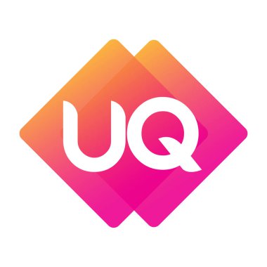 Renkli geometrik şekilli UQ logosu, yaratıcı endüstri, web, iş ve şirket için harf kombinasyonlu logo tasarımı.