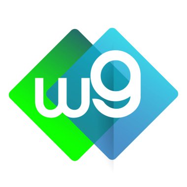 Renkli geometrik şekilli WG logosu, yaratıcı endüstri, web, iş ve şirket için harf kombinasyonu tasarımı.
