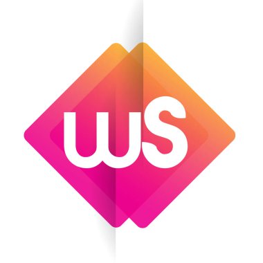 Renkli geometrik şekilli WS logosu, yaratıcı endüstri, web, iş ve şirket için harf kombinasyonu tasarımı.