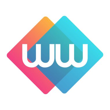 Renkli geometrik şekilli WW harfi logosu, yaratıcı endüstri, web, iş ve şirket için harf kombinasyonu tasarımı.