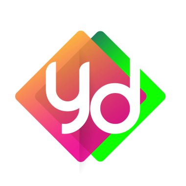 Renkli geometrik şekilli YD logosu, yaratıcı endüstri, web, iş ve şirket için harf kombinasyonlu logo tasarımı.