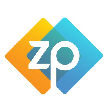 Renkli geometrik şekilli ZP logosu, yaratıcı endüstri, web, iş ve şirket için harf kombinasyonu tasarımı.