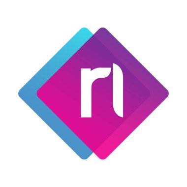 Renkli geometrik şekilli harf RI logosu, yaratıcı endüstri, web, iş ve şirket için harf kombinasyonu tasarımı.