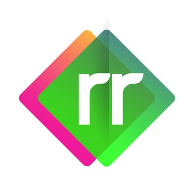 Renkli geometrik şekilli harf RR logosu, yaratıcı endüstri, web, iş ve şirket için harf kombinasyonu tasarımı.