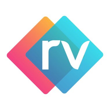 Renkli geometrik şekilli karavan logosu, yaratıcı endüstri, web, iş ve şirket için harf kombinasyonu tasarımı.