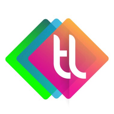 Renkli geometrik şekilli harf TL logosu, yaratıcı endüstri, web, iş ve şirket için harf kombinasyonu tasarımı.
