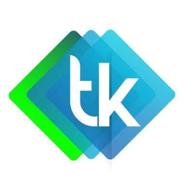 Renkli geometrik şekilli TK logosu, yaratıcı endüstri, web, iş ve şirket için harf kombinasyonlu logo tasarımı.