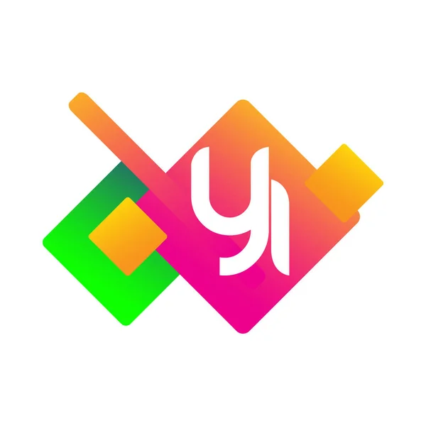 Lettre Logo Avec Forme Géométrique Colorée Lettre Combinaison Logo Design — Image vectorielle