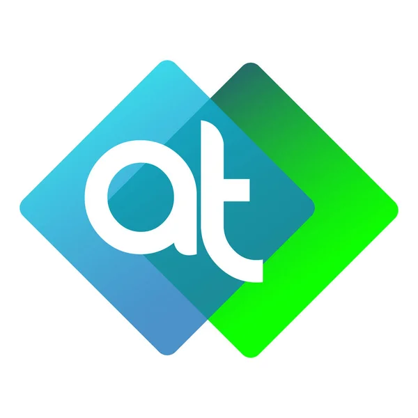 創造産業 ウェブ ビジネスや企業のためのカラフルな幾何学的な形状 文字の組み合わせのロゴデザインを持つ文字Atロゴ — ストックベクタ