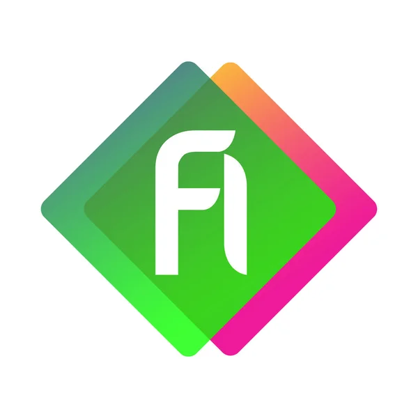 創造産業 ウェブ ビジネスや企業のためのカラフルな幾何学的な形状 文字の組み合わせのロゴデザインを持つレターFiロゴ — ストックベクタ