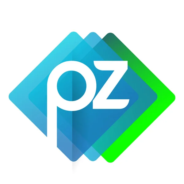 具有彩色几何形状的Pz标识 创意产业 企业和公司的字母组合标识设计 — 图库矢量图片
