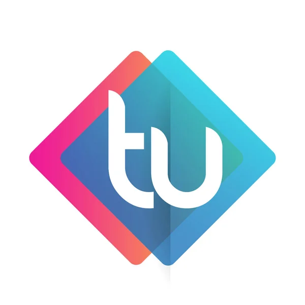 創造産業 ウェブ ビジネスや企業のためのカラフルな幾何学的な形状 文字の組み合わせのロゴデザインを持つレターTuのロゴ — ストックベクタ