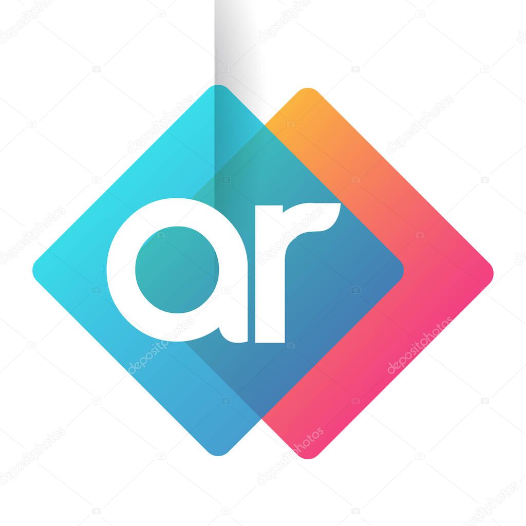 Letter AR logo with colorful geometric shape, letter combination logo design for creative industry, web, business and company.