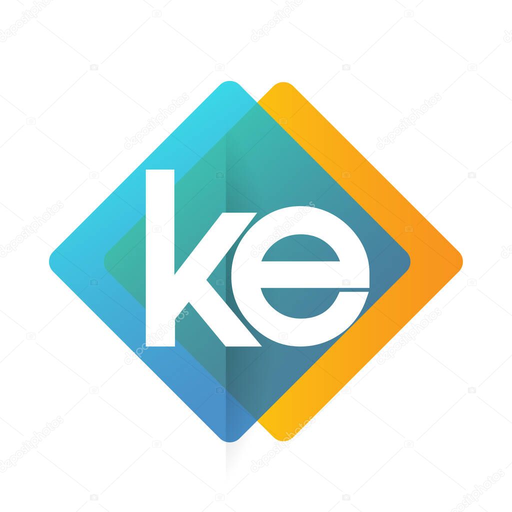 Letter KE logo with colorful geometric shape, letter combination logo design for creative industry, web, business and company.