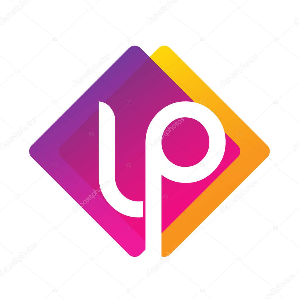Letter LP logo with colorful geometric shape, letter combination logo design for creative industry, web, business and company.